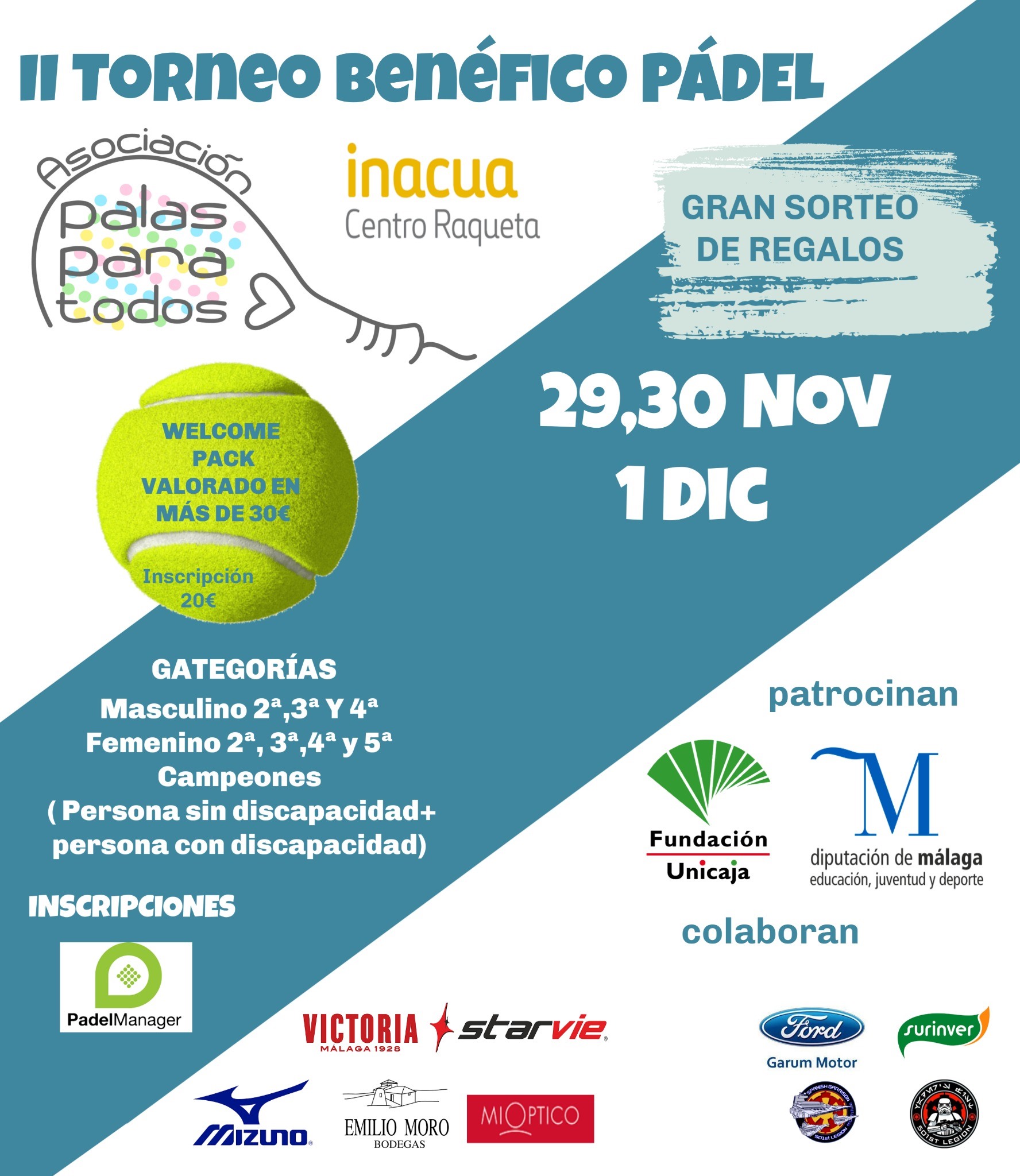 Cartel torneo Palas para todos Málaga