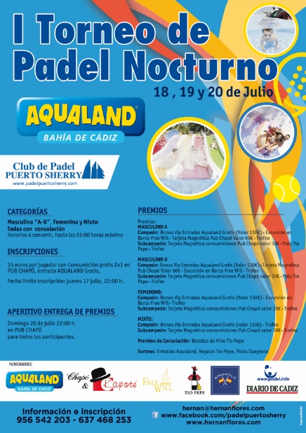 Aqualand y el Club Puerto Sherry se unen a la moda del pádel nocturno