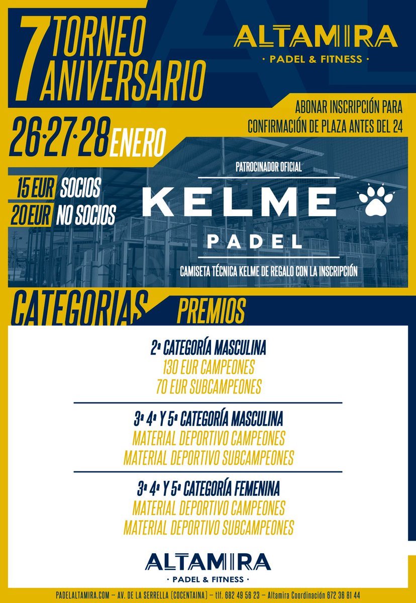 Cartel torneo Kelme Alicante 2018