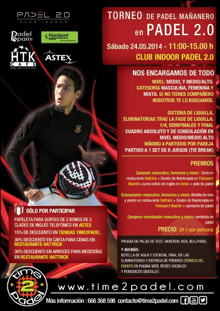 Participa en el Torneo Mañanero del Club Padel 2.0 para sentirte como un profesional