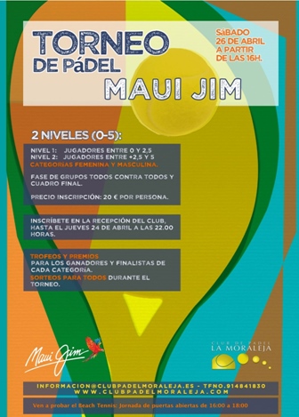 El Club Pádel La Moraleja presenta su torneo en colaboración con Maui Jim