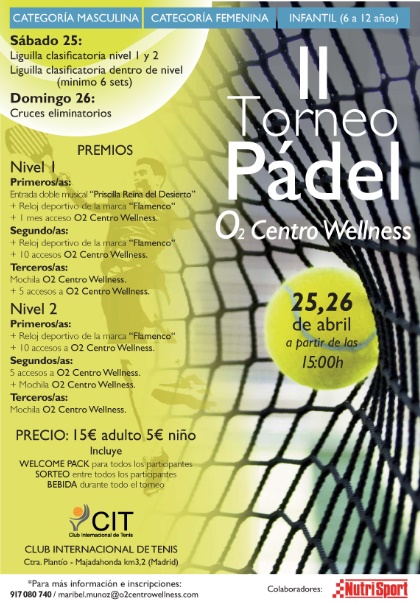 Pádel y salud en el II Torneo del O2 Wellness en el CIT