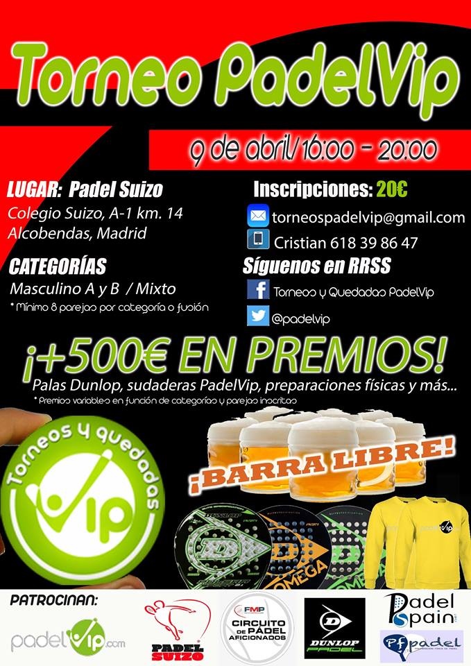 Cartel torneo padelvip 9 de abril