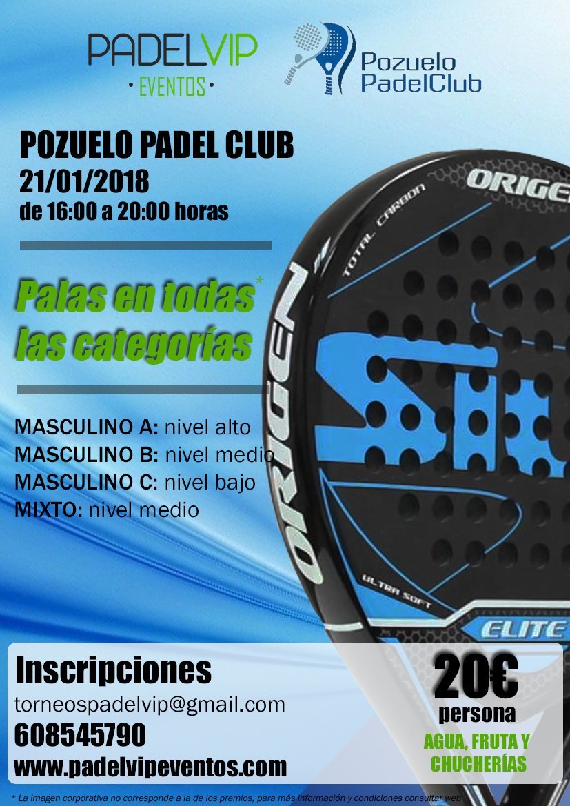 Cartel torneo padelvip eventos pozuelo día 21