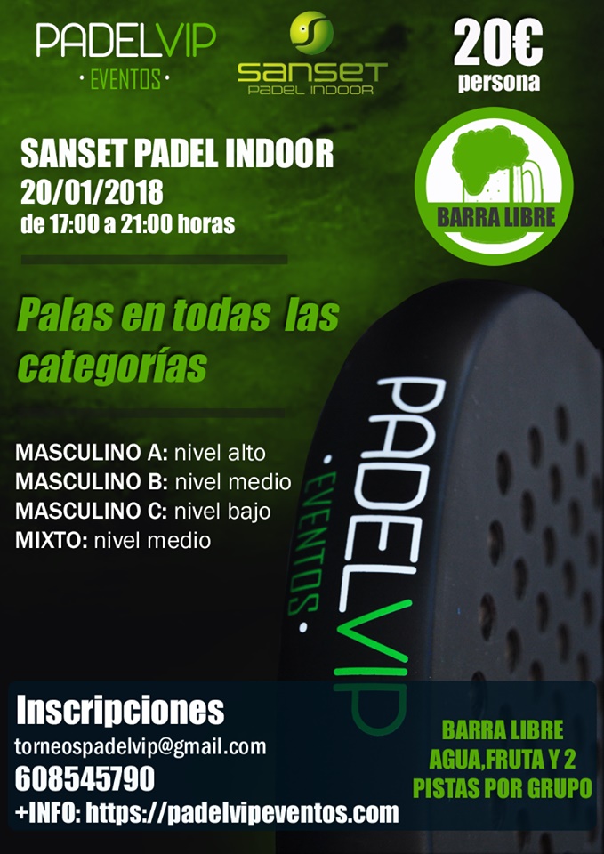 Torneo padelvip 20 enero sanset padel