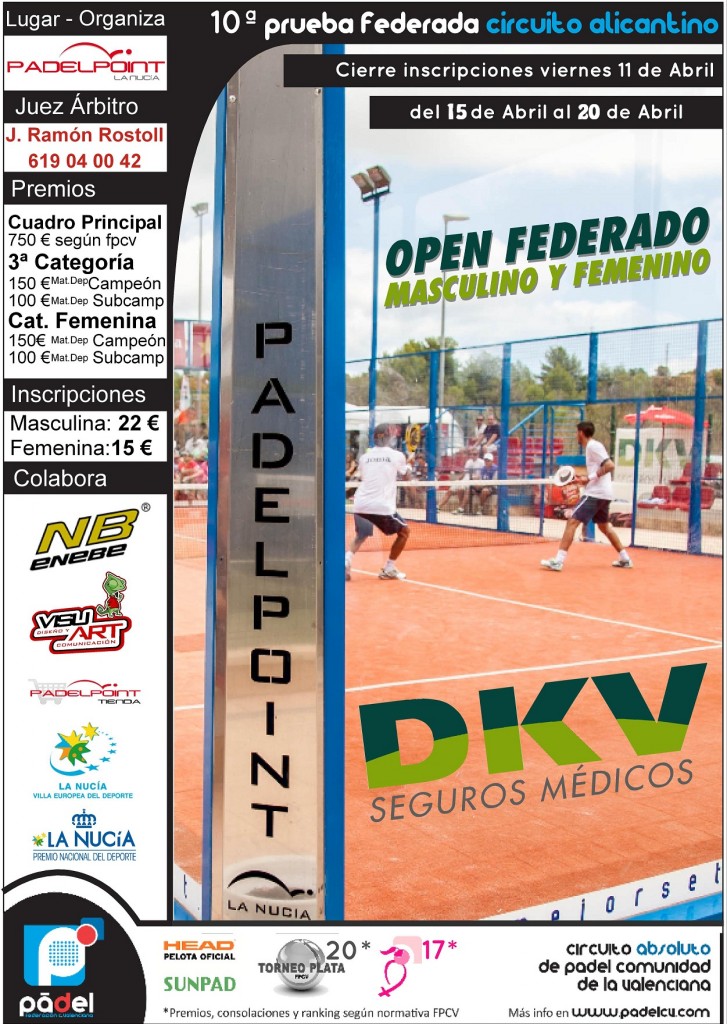 Torneo Plata La Nucía, décima prueba federada del circuito alicantino