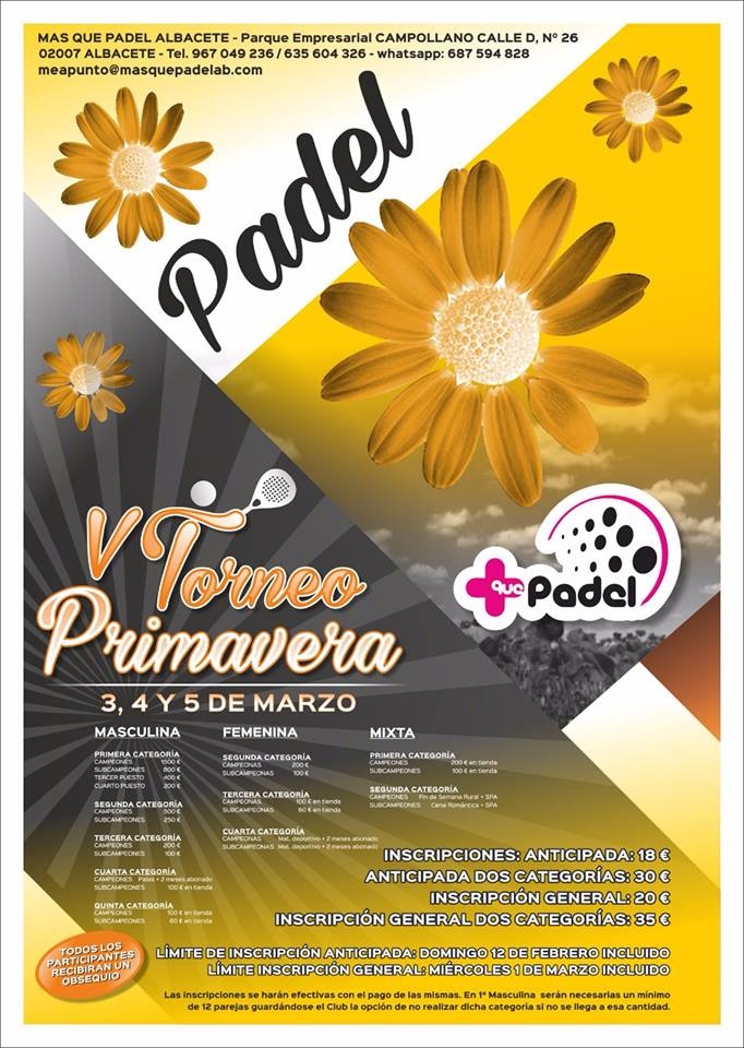 Cartel Mas que padel albacete