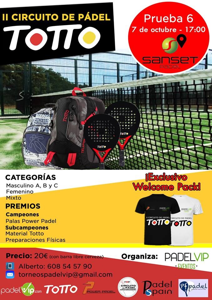 Cartel torneo padelvip totto 7 octubre 