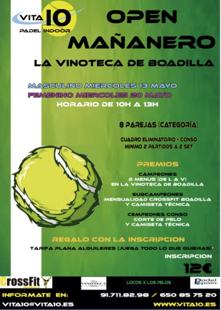 Vita10 Padel Indoor y sus Open mañaneros regresan con fuerza