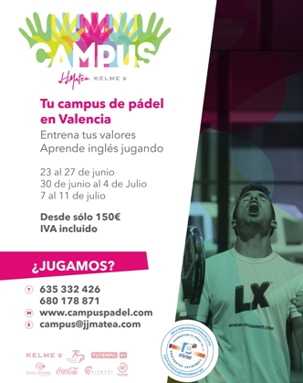 Primer campus de pádel, valores e inglés JJ Matea Kelme