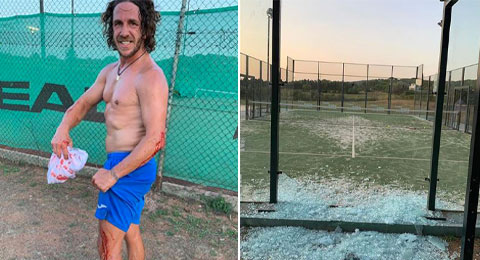 Puyol, a lo Paquito Navarro: el cristal se rompe y sale 'malparado'