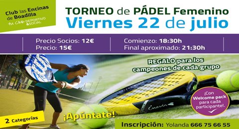 Las Encinas de Boadilla prepara un gran torneo para las mujeres padeleras